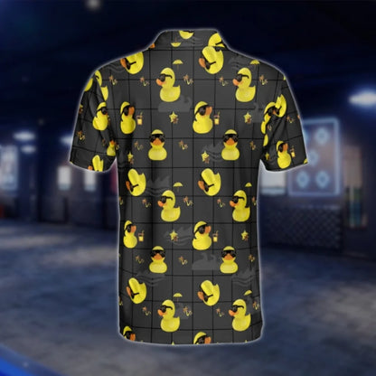 Men's Duck Black Yellow Golf Polo Shirt, Duck Lover Golf Shirt GOF0133