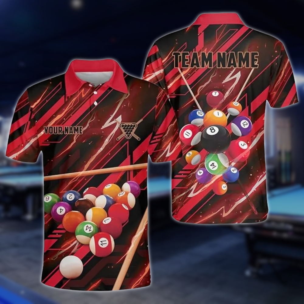 Custom Team Red Billiard Polo Shirts For Mens, Custom Billiard Shirts BLD0182