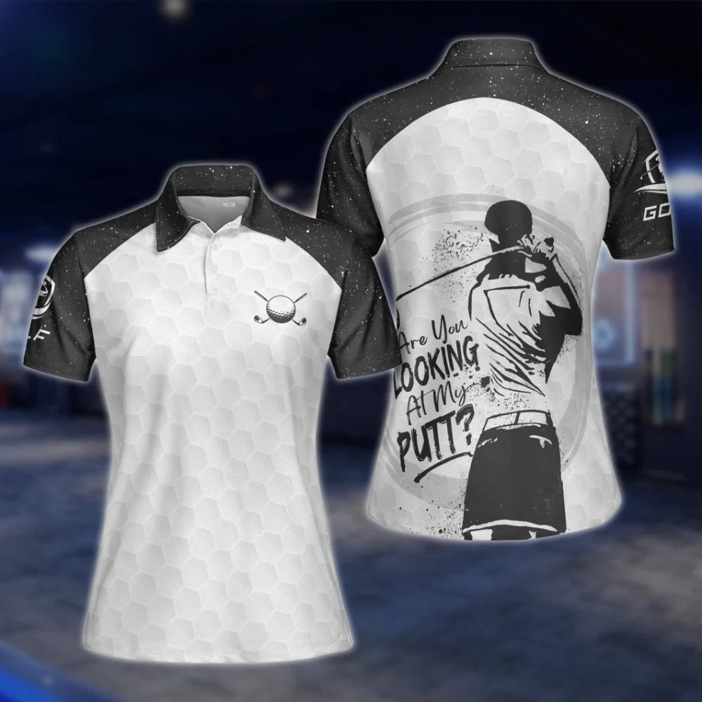 Are Your Looking At My Putt Matching Couple Golf Polo Shirts, Matching Funny Golf Shirts GOF0174