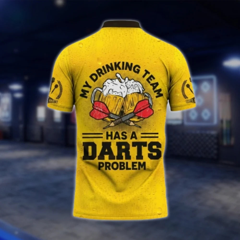My Drinking Ream Has A Darts Problem Personalized Mens Dart Polo Shirt, Custom Beer Funny Dart Shirt For Team DAT0334