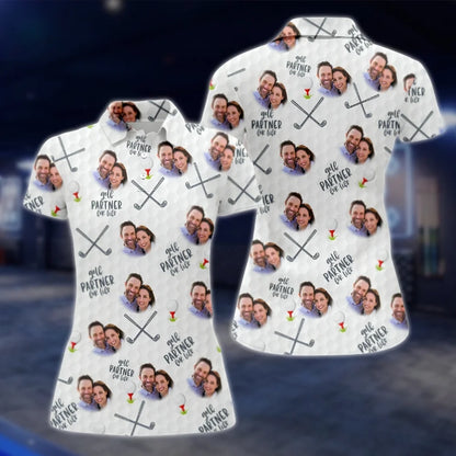 Golf Partner For Life Personalized Couple Photo Matching His And Her Golf Polo Shirt, Custom Face Matching Golf Shirt Men Women GOF0114