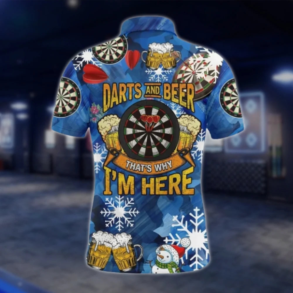 Custom Darts And Beer That's Why I'm Here Men's Funny Dart Polo Shirt, Custom Beer Dart Shirts DAT0448