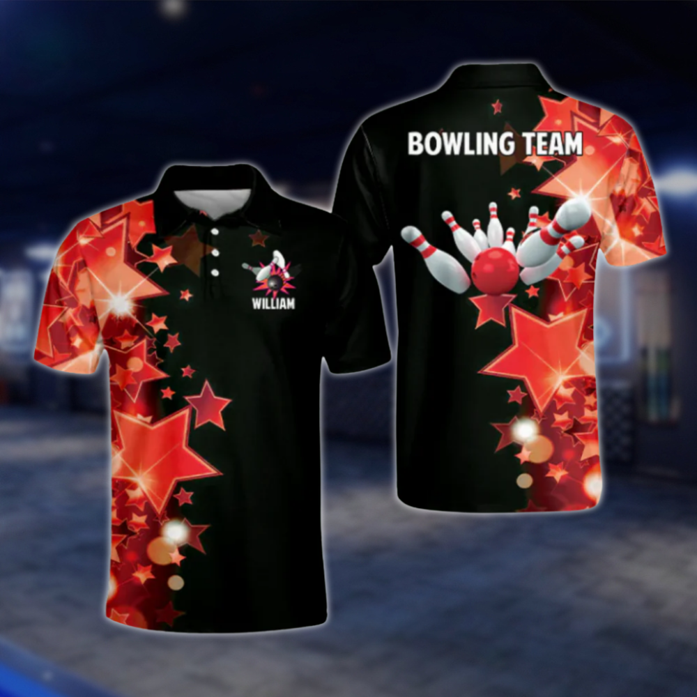 Custom Star Yellow Black Mens Bowling Polo Shirt, Custom Team Bowling Shirts BZ0167 BOW0304