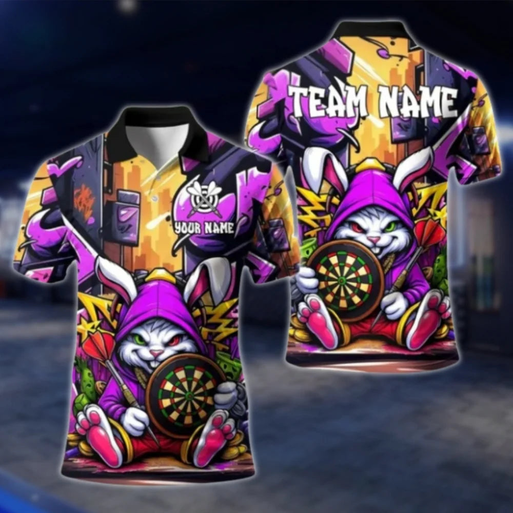 Custom Funny Bunny Darts Polo Shirt For Men, Custom Bunny Dart Team Shirts DAT0415