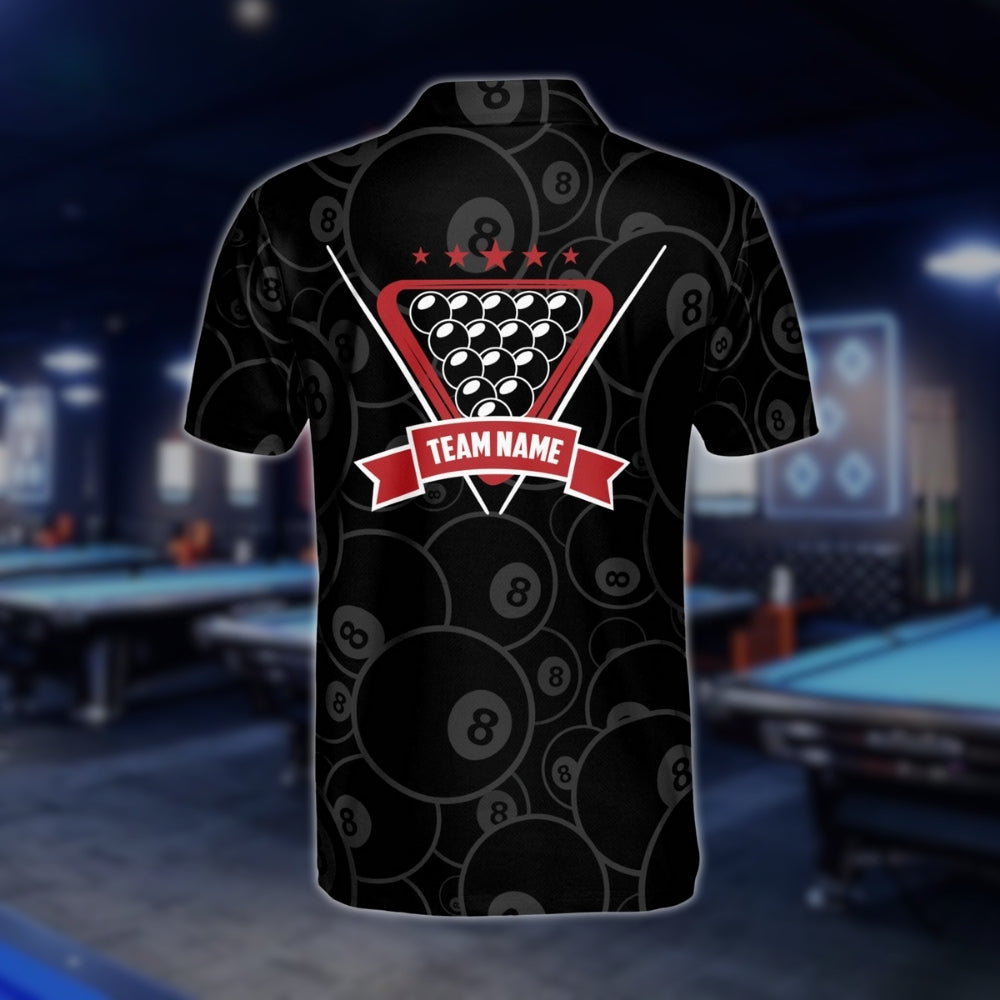 Custom Black 8 Ball Billiard Polo Shirt For Men, Custom 8 Ball Pool Team Shirts BLD0189