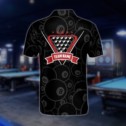 Custom Black 8 Ball Billiard Polo Shirt For Men, Custom 8 Ball Pool Team Shirts BLD0189