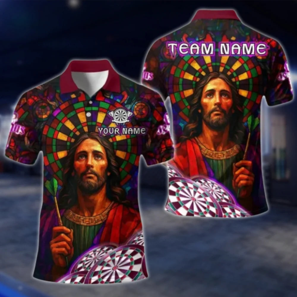 Jesus Custom Men's Dart Polo Shirt, Custom Jesus Faith Dart Team Shirts DAT0387