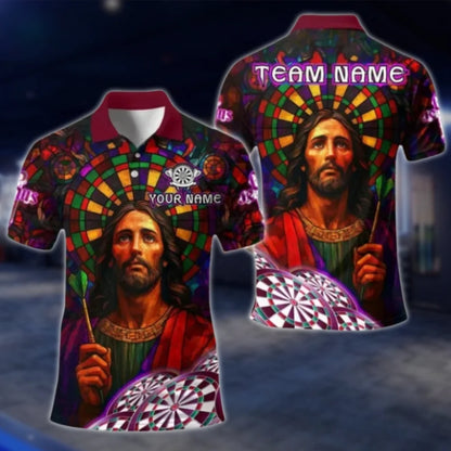 Jesus Custom Men's Dart Polo Shirt, Custom Jesus Faith Dart Team Shirts DAT0387