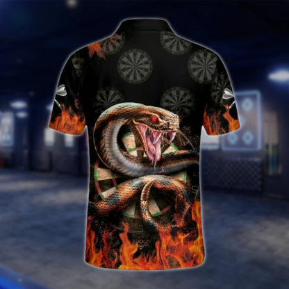 Custom Snake Fire Mens Dart Polo Shirt, Custom Snake Dart Team Shirts DAT0446
