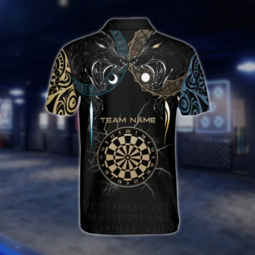 Custom Wolf Viking Tribal Dart Polo Shirt For Men, Custom Wolf Team Dart Shirts DAT0239