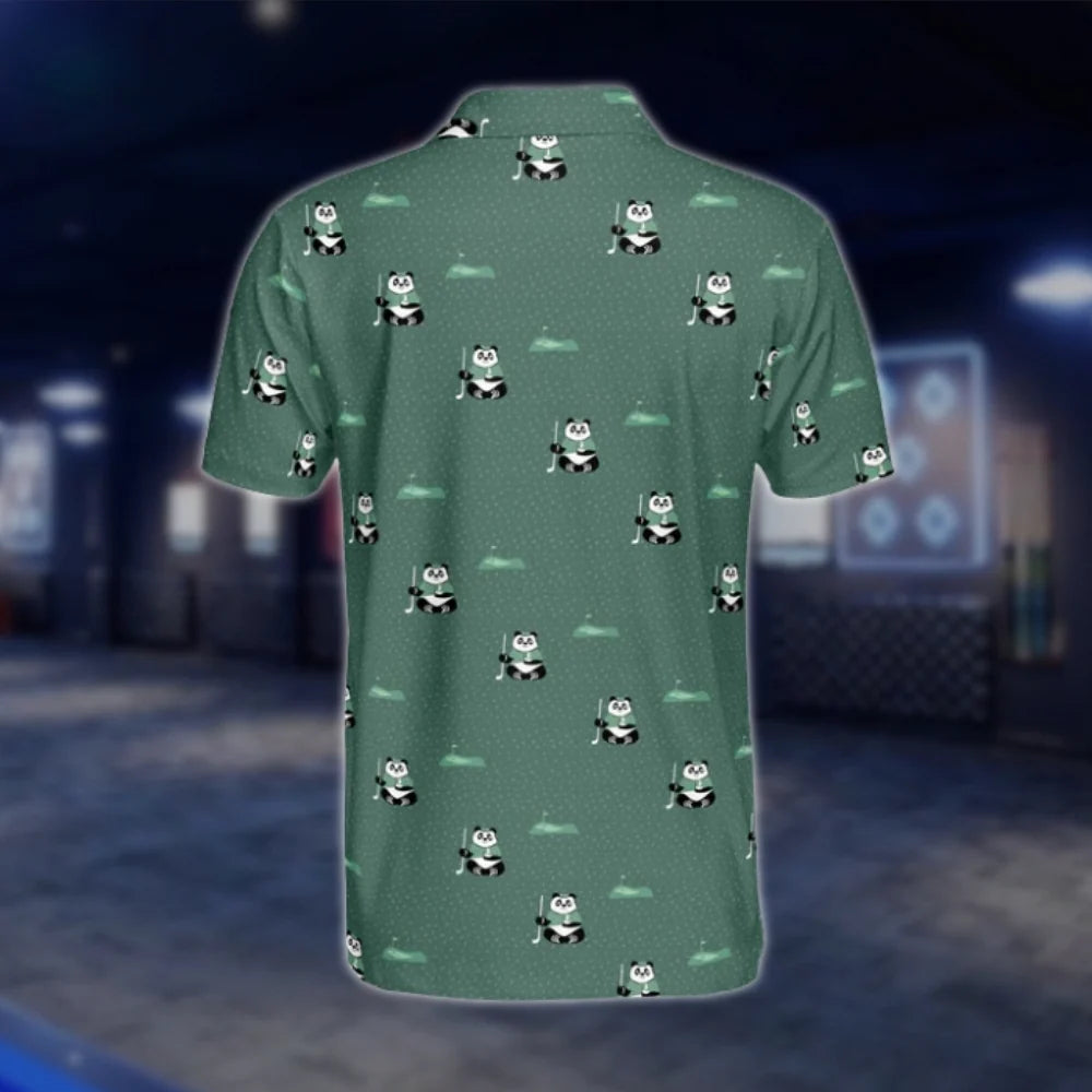 Panda Green Golf Polo Shirt For Men, Panda Lover Golf Shirt GOF0139