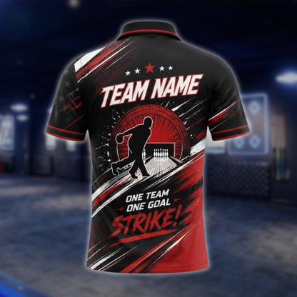 One Team One Goal Personalized Mens Bowling Polo Shirt, Custom Team Bowling Shirt BZ0920 BOW0021