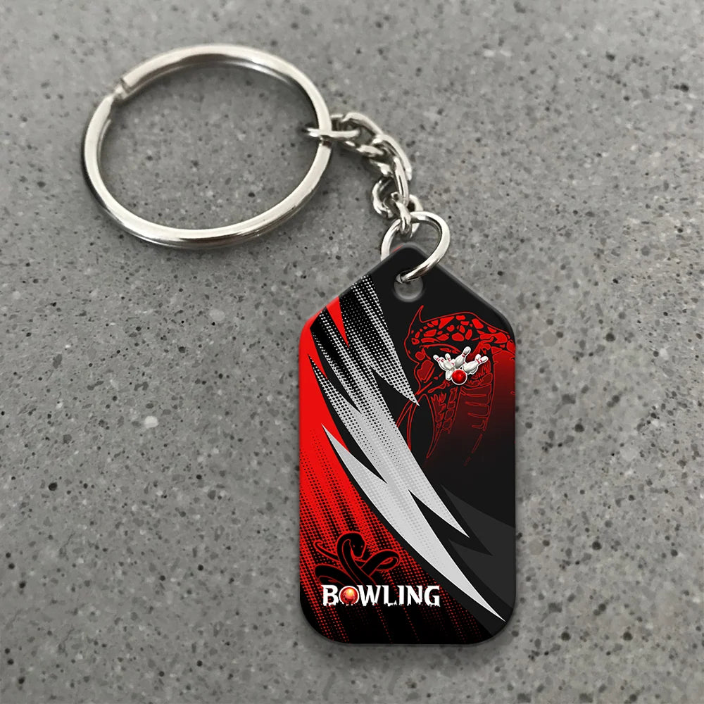 Strike Bloody Snake Bowling Ball On Fire Personalized Name 3D Keychain ORN0169