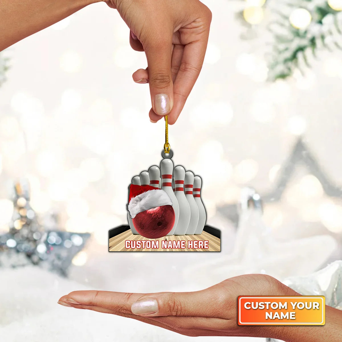 Red Bowling Ball And Roll Christmas Ornament Gift For Bowling Player ORN0087