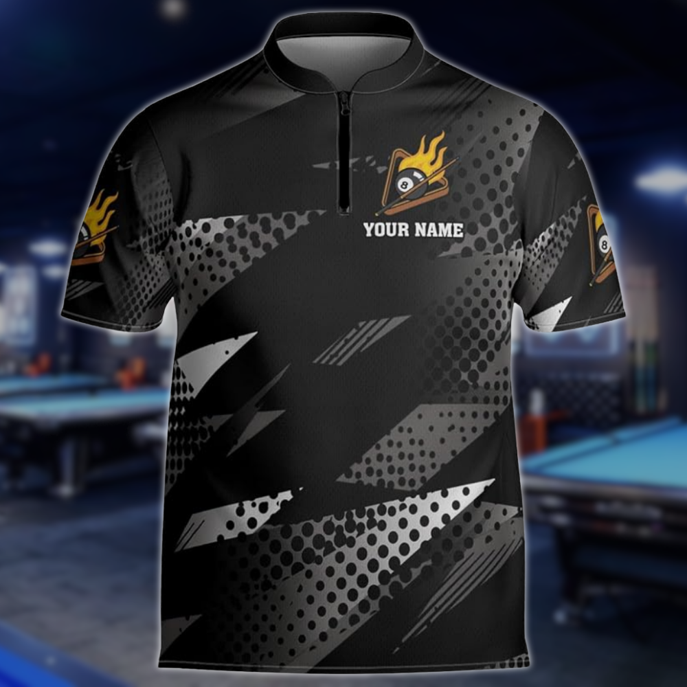 Custom Billiard Team Jersey For Mens, Custom Black And Cyan Pool Billiard Shirts BLD0237