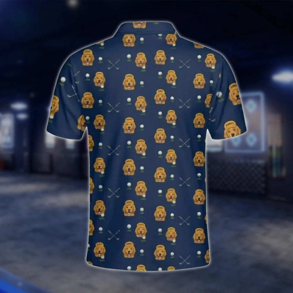 Personalized Dog Photo Golf Polo Shirt For Men, Custom Pet Lover Golf Shirt With Picture GOF0081