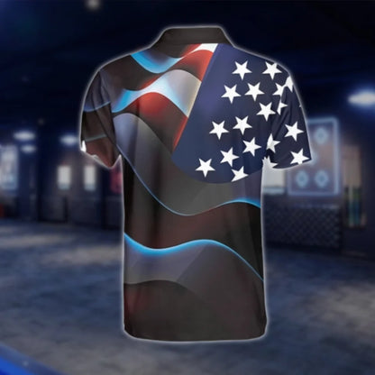 American Flag Mens Golf Polo Shirts, Patriotic Golf Shirts For 4th Of July GOF0230