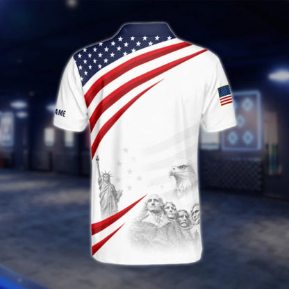 Custom USA Flag Golf Polo Shirts For Men, Custom Patriotic Golf Shirts GOF0204