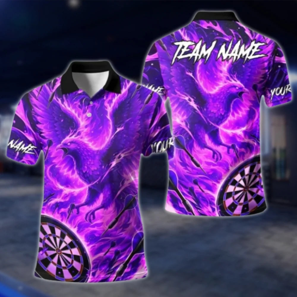 Custom Phoenix Flaming Darts Polo Shirt For Men, Custom Phoenix Dart Team Shirts DAT0368