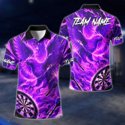 Custom Phoenix Flaming Darts Polo Shirt For Men, Custom Phoenix Dart Team Shirts DAT0368