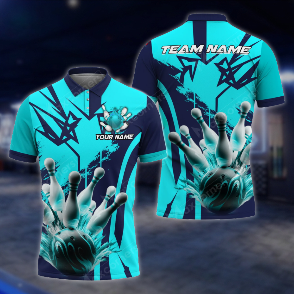 Personalized Team Purple Bowling Polo Shirt For Men, Custom Bowling Shirt BZ0810 BOW0146
