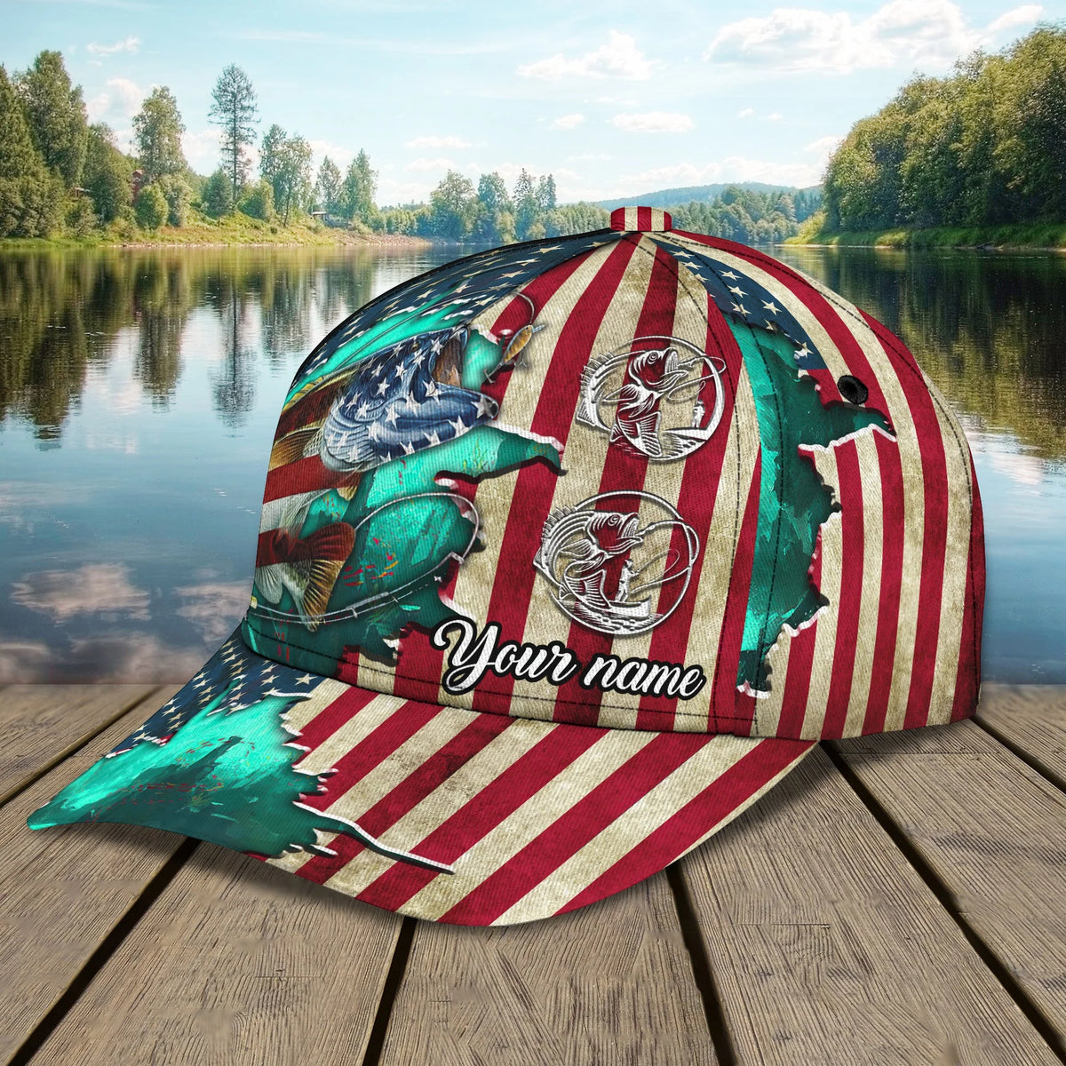 America Fishing - Personalized Name Cap - Urt96 FISH0219