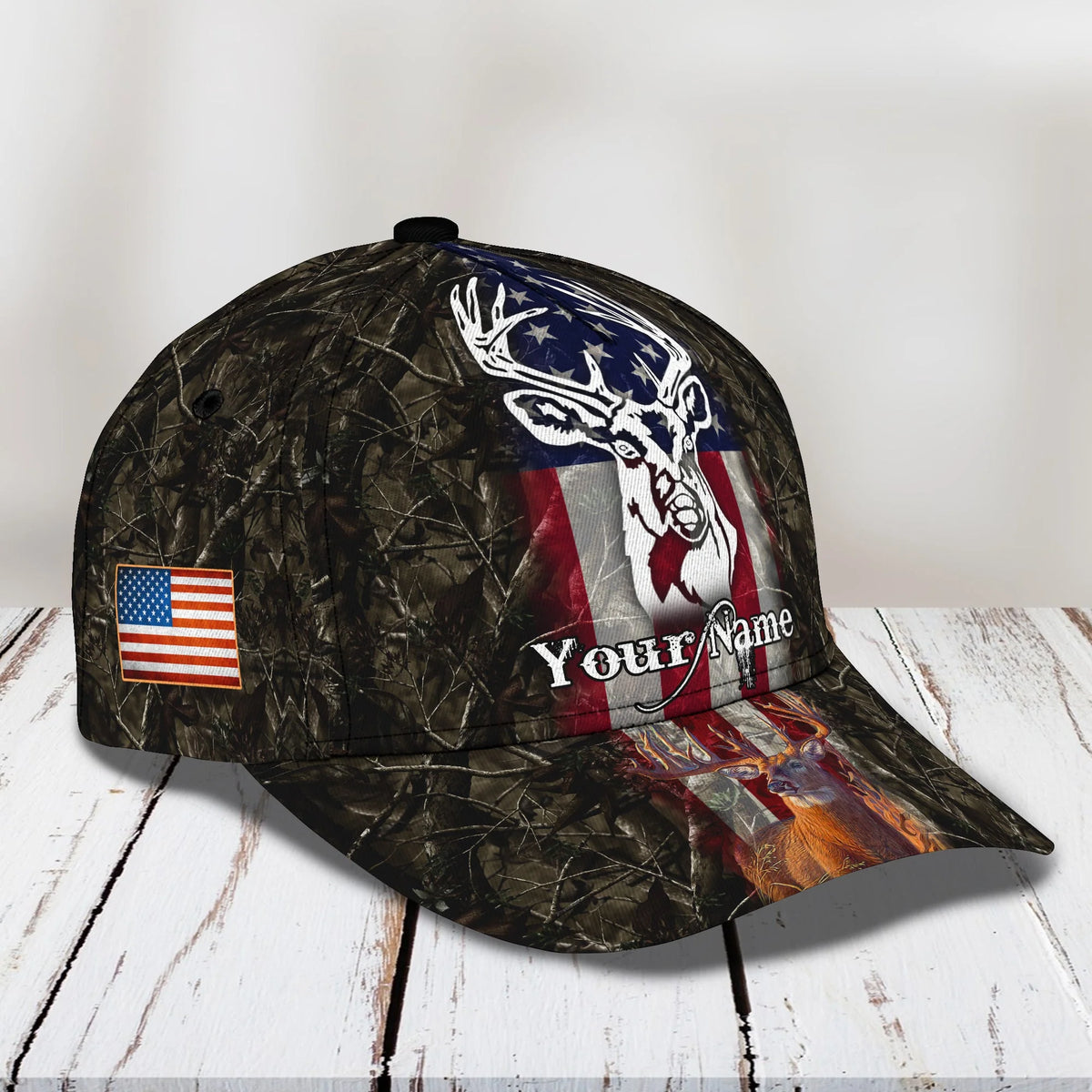 American - Deer Hunting 2- Personalized Name Cap - Loop- T2k-164 HNT0201