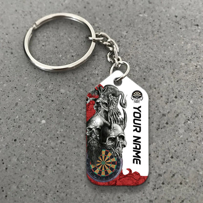 Dartboard Skull Personalized Name 3D Keychain For Darts Player ORN0185