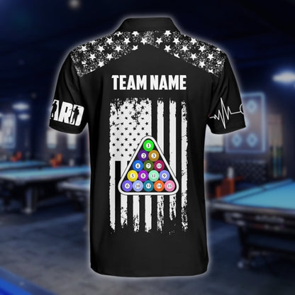 Custom American Flag Billiard Jersey Shirt Mens, Custom Patriotic Billirad Team Shirts BLD0097