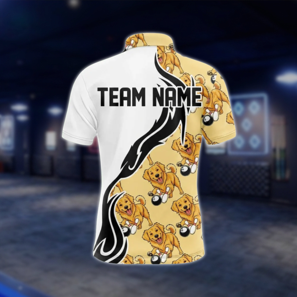 Golden Retriever Custom Mens Bowling Polo Shirt, Custom Dog Lover Bowling Team Shirts BZ0485 BOW0279