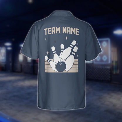 Custom Vintage Argyle Blue Hawaiian Bowling Shirt Men Women, Custom Vintage Bowling Shirt For Team BZ0118 BOW0296