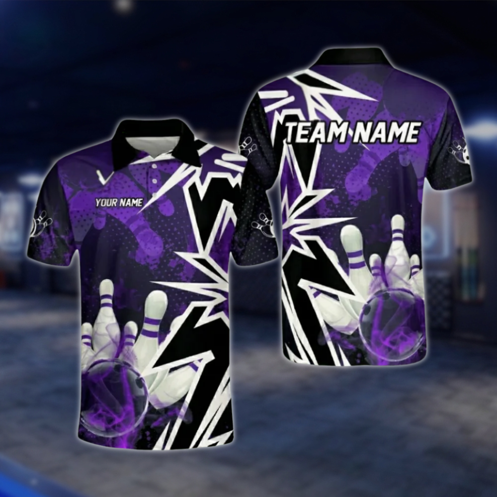 Custom Blue Black Polo Bowling Team Shirts For Men, Custom Team Bowling Shirts BO0357 BOW0495