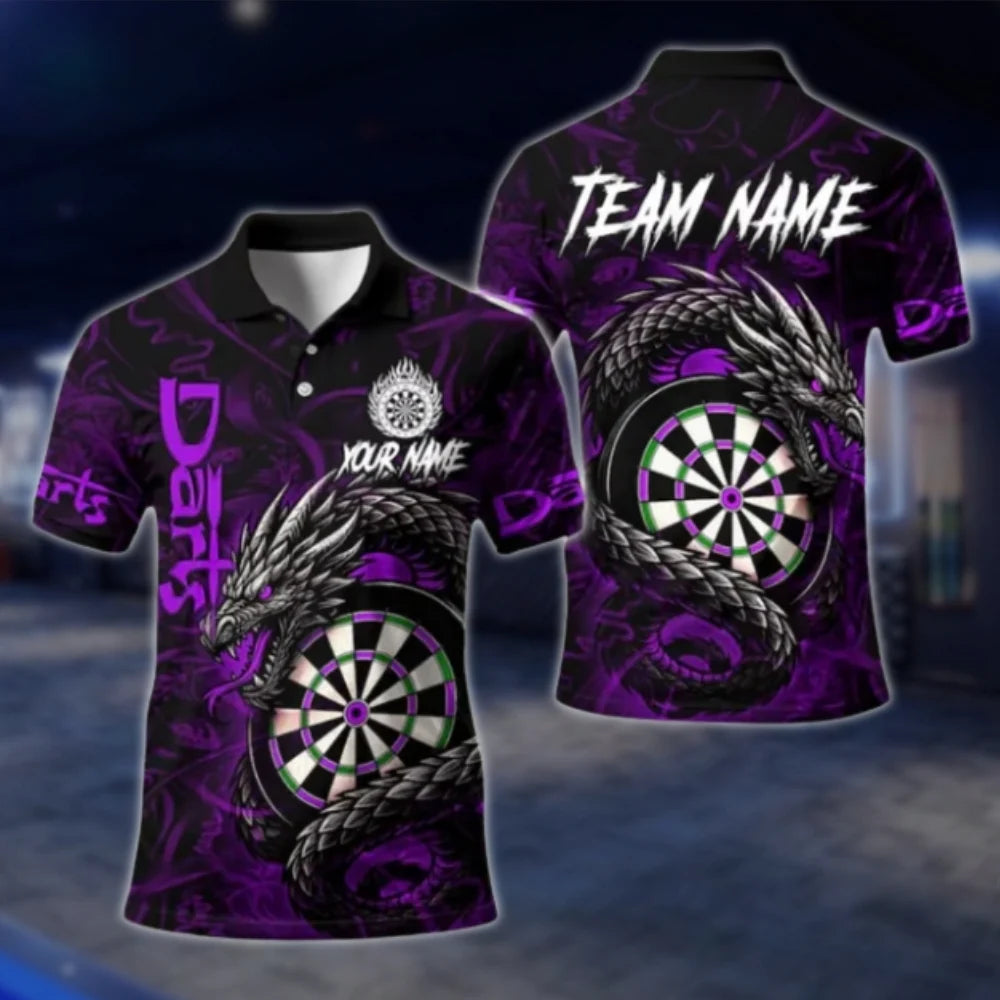 Custom Dragon Red Dart Polo Shirt Mens, Custom Team Dragon Darts Shirt DAT0414