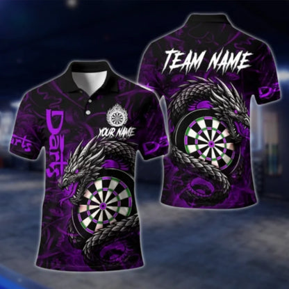 Custom Dragon Red Dart Polo Shirt Mens, Custom Team Dragon Darts Shirt DAT0414