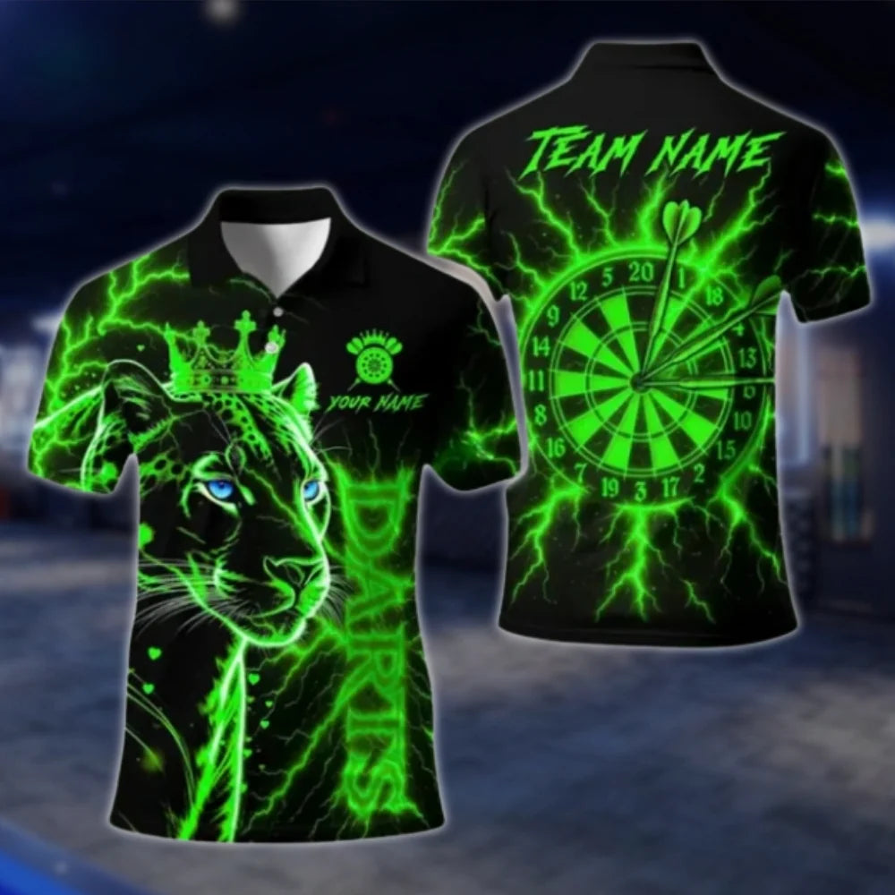 Leopard King Thunder Custom Mens Dart Polo Shirt, Custom Leopard Darts Shirts For Team DAT0308