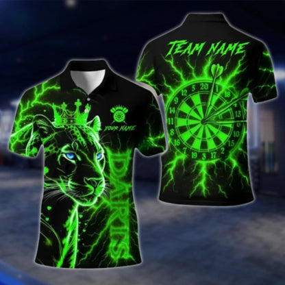 Leopard King Thunder Custom Mens Dart Polo Shirt, Custom Leopard Darts Shirts For Team DAT0308