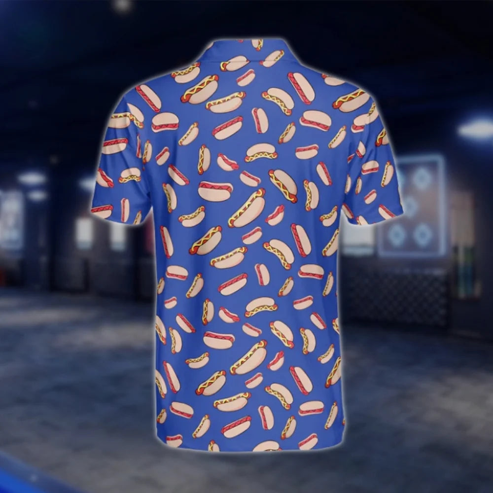 Hot Dog Blue Golf Polo Shirts For Men, Hot Dog Golf Shirt GOF0191