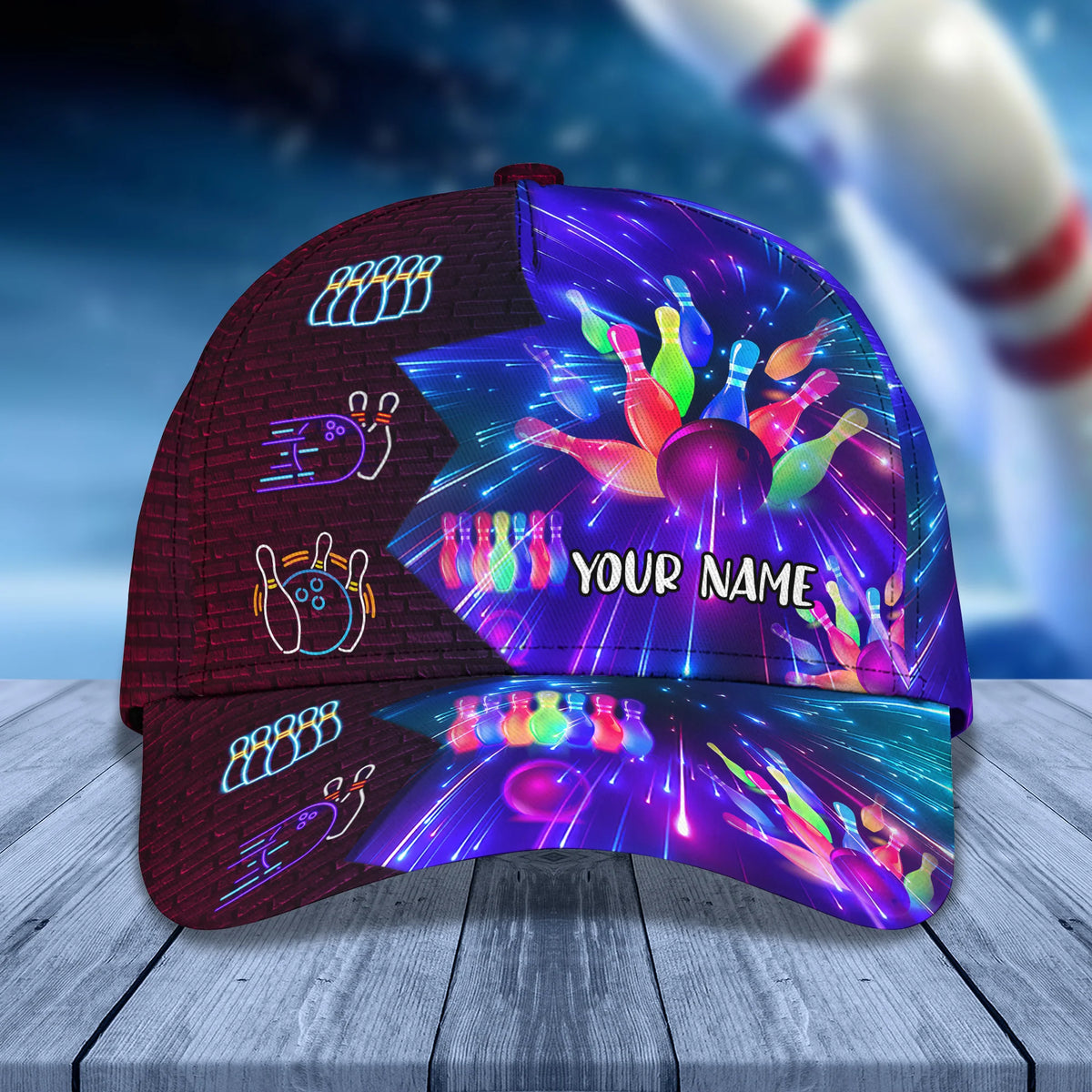 Bowling Party Neon Personalized Name Classic Cap QB95 ORN0269