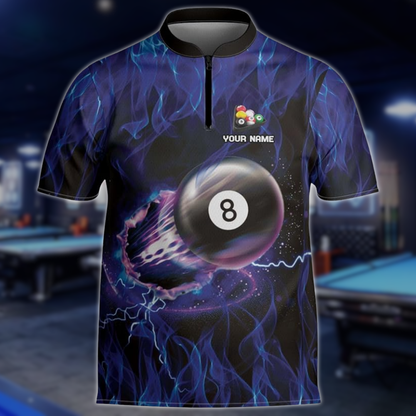 Custom Red Flame 8 Ball  Billiard Men Jersey, Custom Flame Billiard Team Shirts BLD0236