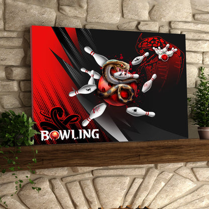 Strike Bloody Snake Bowling Ball On Fire Graphic Printed Canvas Bowl Game Living Room Decor Gift For Bowlers ORN0154