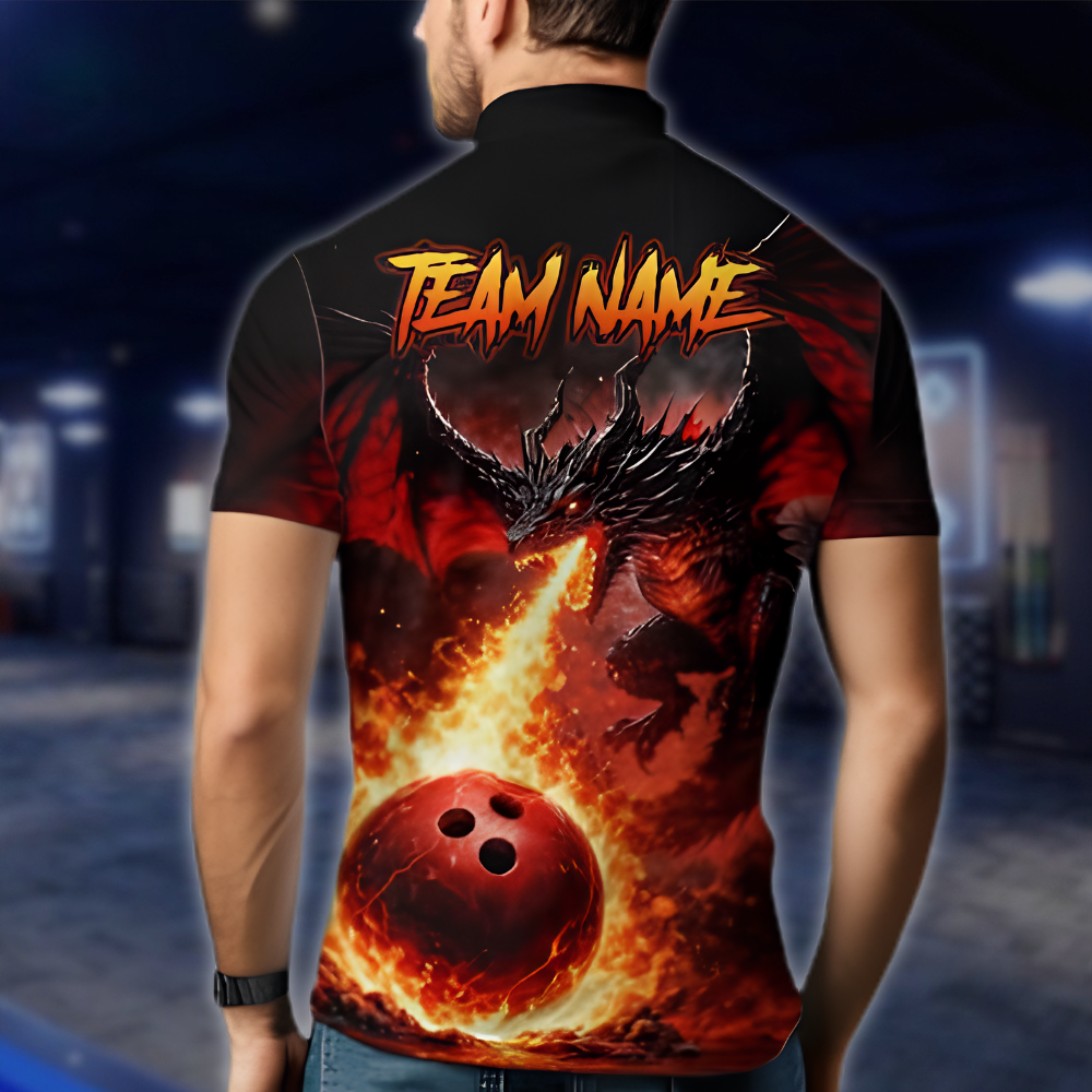 Personalized Fire Dragon Bowling Mens Jersey, Custom Dragon Bowling Team Shirt BZ0908 BOW0028