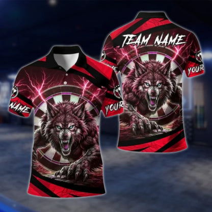 Custom Wolf Blue Thunder Dart Mens Polo Shirt, Custom Wolf Dart Team Shirts DAT0348