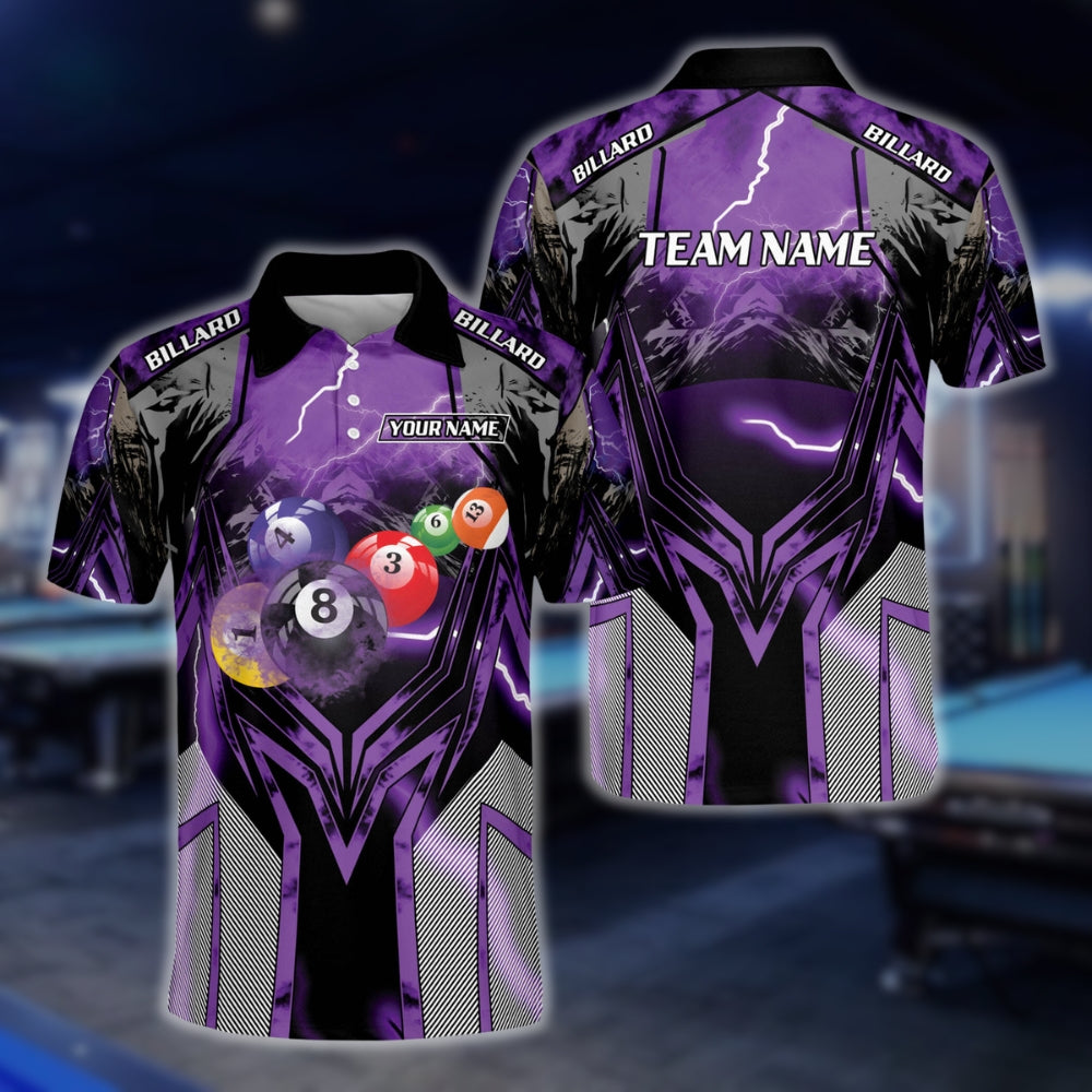 Custom Lighting Thunder Billiard Men Polo Shirts, Custom Pool Billiard Team Shirts BLD0226