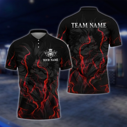 Personalized Lion Bowling Polo Shirt For Men Black Blue, Custom Lion Bowling Shirt For Team BZ0747 BOW0172