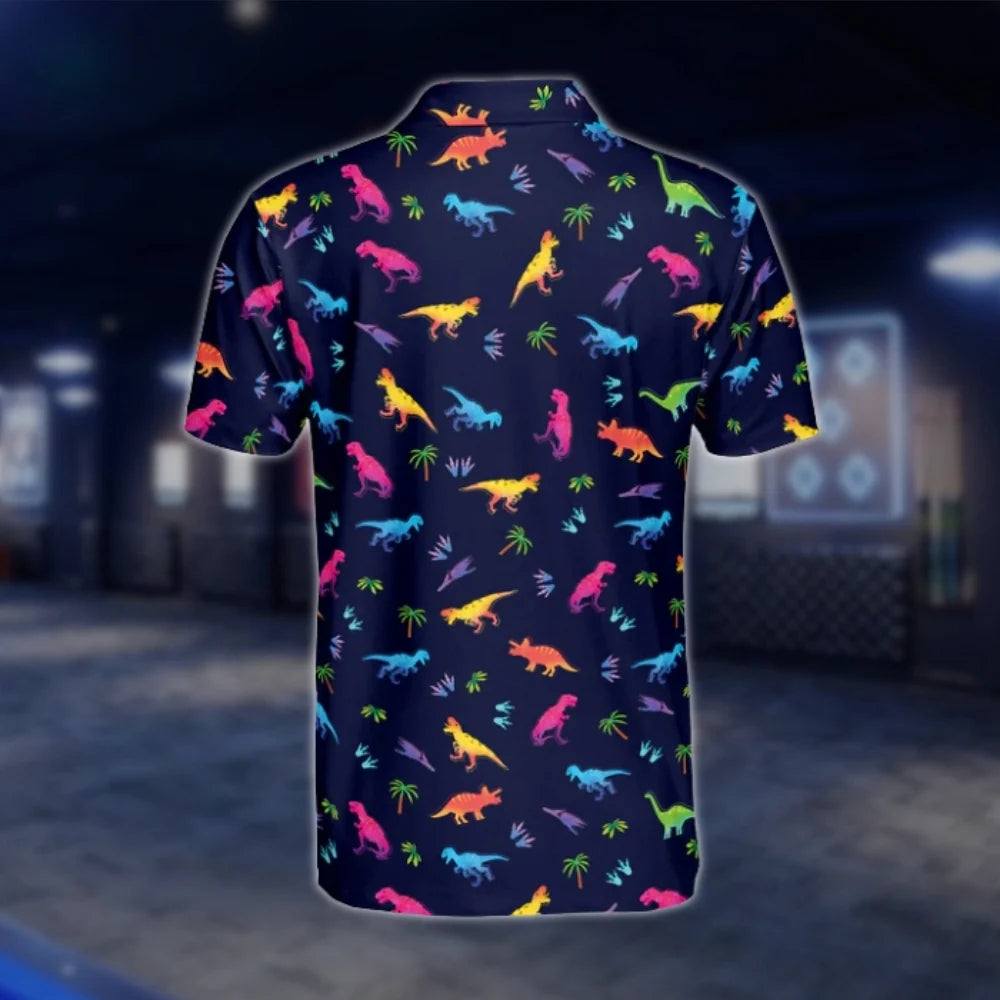 Dinosaur Colorful Golf Polo Shirt Mens, Dinosaur Golf Shirt GOF0138