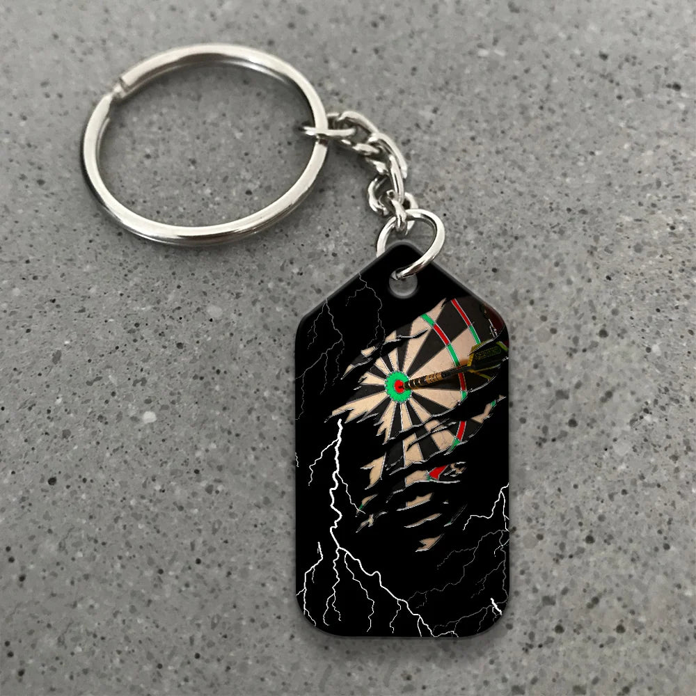 Bullseye Dartboard Thunder Personalized Name 3D Grim Reaper And Darts Keychain For Dart Team Player ORN0173