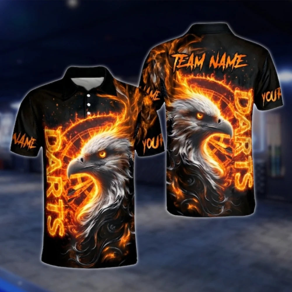 Custom Eagle Blue Lightning Dart Polo Shirt For Men, Custom Eagle Darts Team Shirt DAT0444