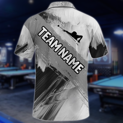 Custom Grey Billiard Team Polo Shirts For Men, Custom Pool Billiard Shirts BLD0185