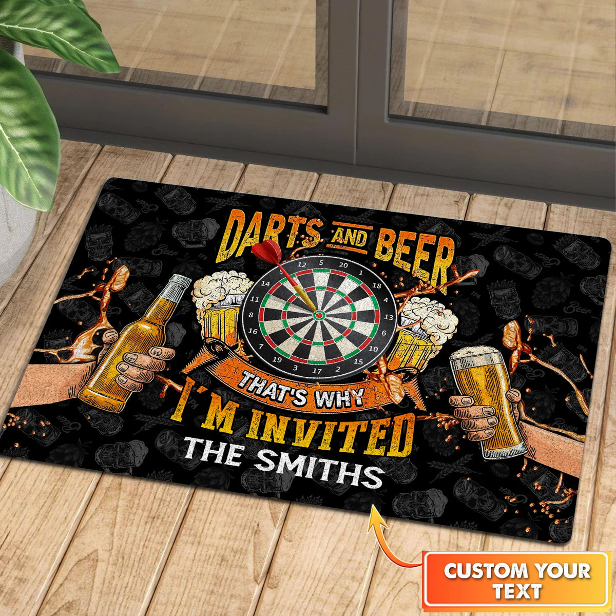 Darts And Beer That's Why I'm Invited Personalized Doormat Gift For Darts Player ORN0128