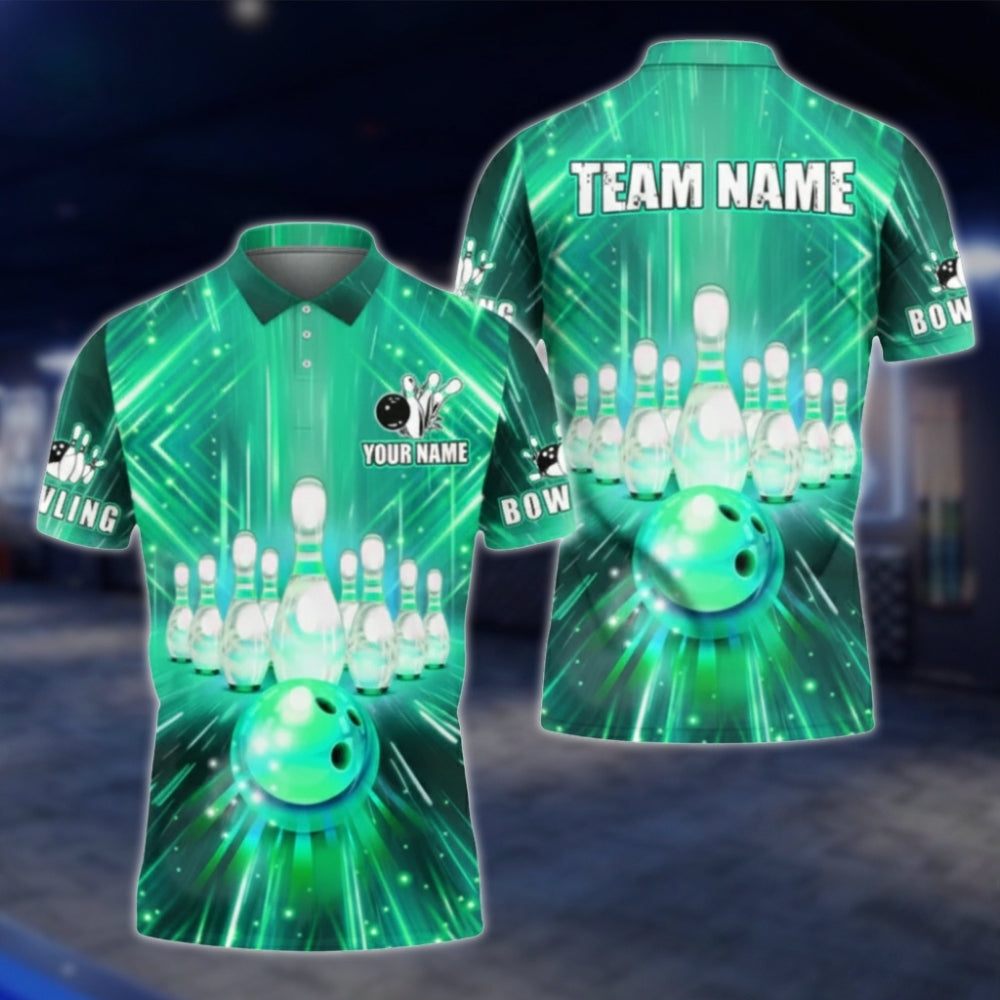 Custom Mens Blue Bowling Team Polo Shirt, Custom Bowling Shirts BA0023 BOW0470
